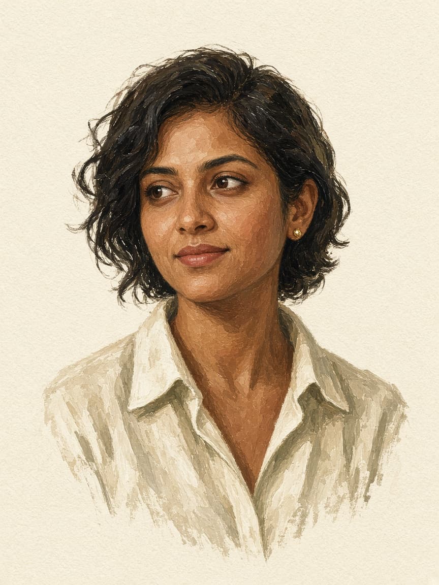 Painted portrait of Asha, an AI buddy