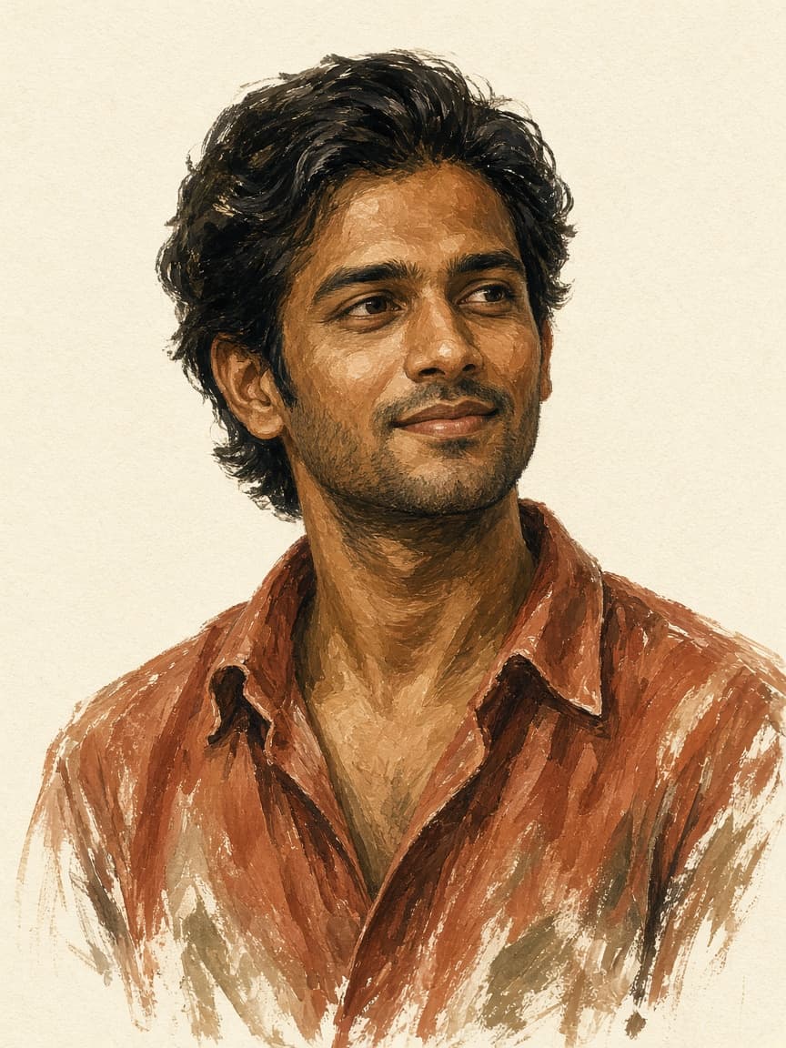 Painted portrait of Kabir, an AI buddy