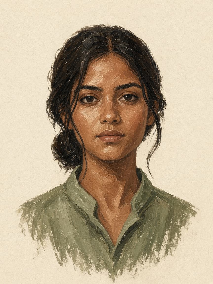 Painted portrait of Meera, an AI buddy